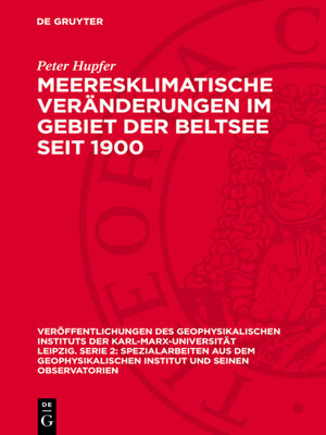 cover image of Meeresklimatische Veränderungen im Gebiet der Beltsee seit 1900